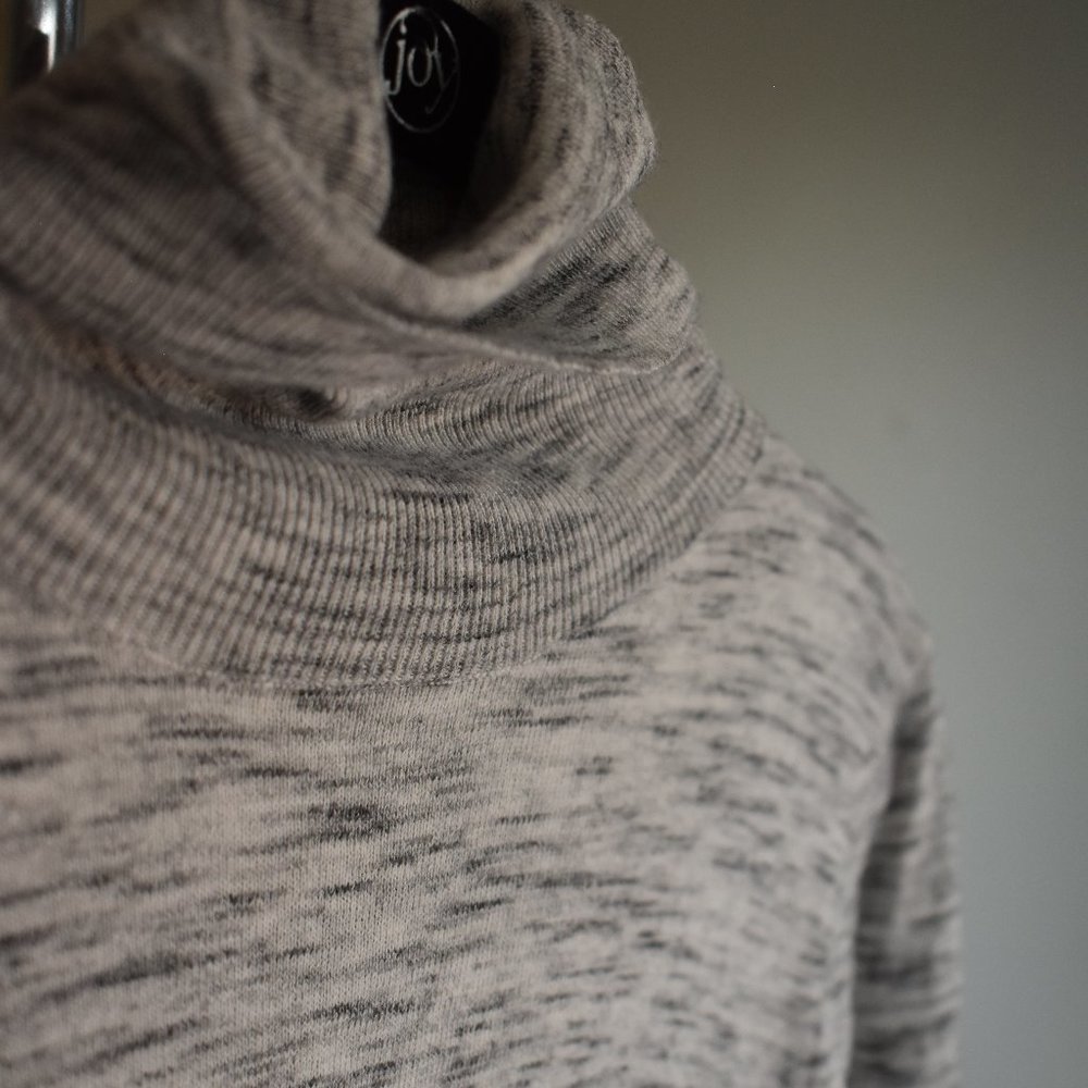 Zara Dual Cut Grey Melange Turtleneck Tunic